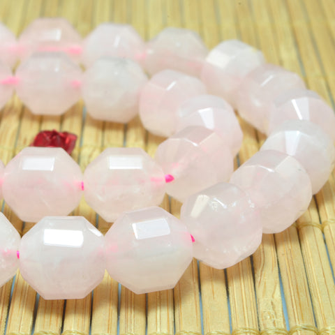 YesBeads Natural Rose Quartz Crystal faceted double terminated point beads pink gemstone wholesale jewelry 15"