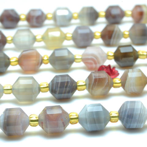 YesBeads Natural Botswana Agate faceted double terminated point beads wholesale gemstone jewelry making 15"