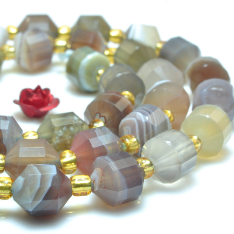 YesBeads Natural Botswana Agate faceted double terminated point beads wholesale gemstone jewelry making 15"