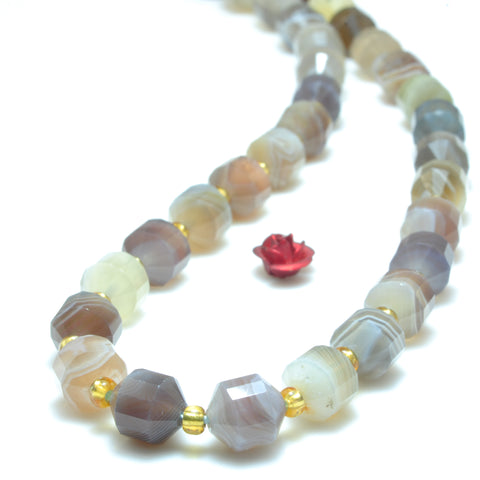 YesBeads Natural Botswana Agate faceted double terminated point beads wholesale gemstone jewelry making 15"