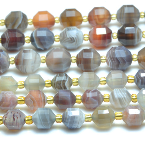 YesBeads Natural Botswana Agate faceted double terminated point beads wholesale gemstone jewelry making 15"