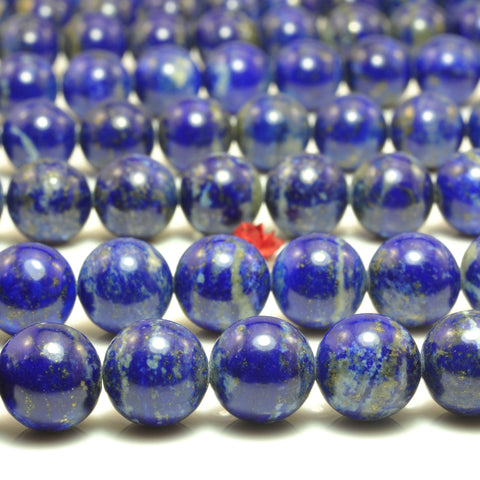 YesBeads Natural Lapis Lazuli smooth loose round beads wholesale gemstone jewelry making 15''