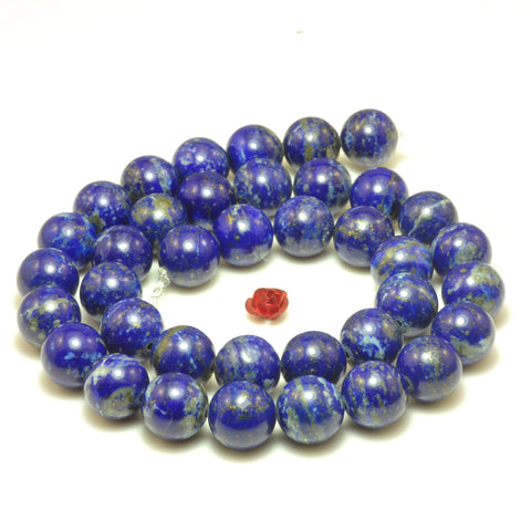 YesBeads Natural Lapis Lazuli smooth loose round beads wholesale gemstone jewelry making 15''