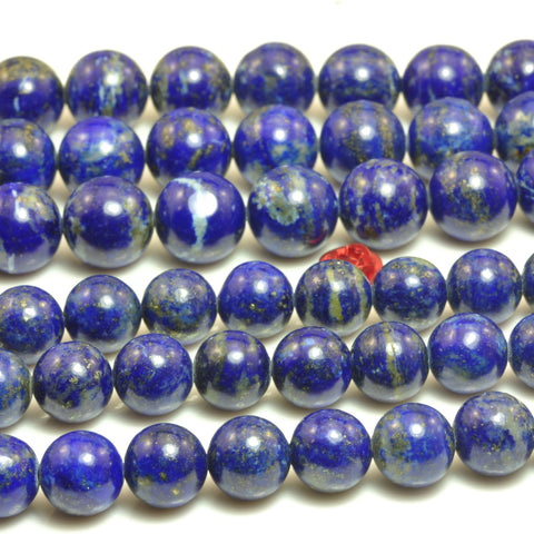 YesBeads Natural Lapis Lazuli smooth loose round beads wholesale gemstone jewelry making 15''