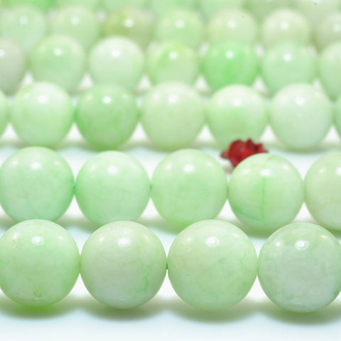 YesBeads Green rock crystal quartz smooth round beads dyed green apatite color gemstone wholesale 15"