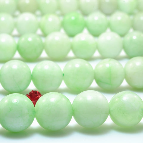 YesBeads Green rock crystal quartz smooth round beads dyed green apatite color gemstone wholesale 15"