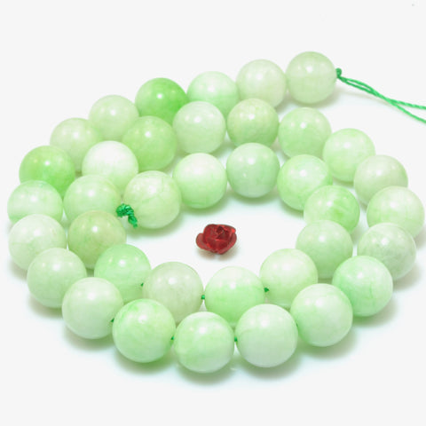 YesBeads Green rock crystal quartz smooth round beads dyed green apatite color gemstone wholesale 15"