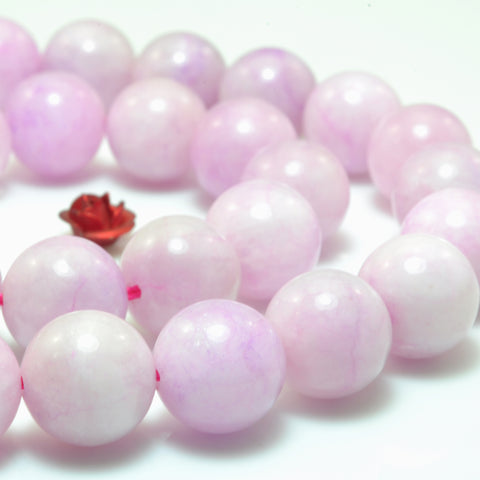 YesBeads Purple pink rock crystal quartz smooth round beads dyed kunzite color gemstone wholesale 15"