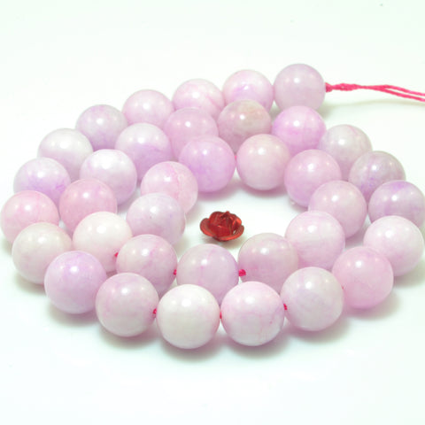 YesBeads Purple pink rock crystal quartz smooth round beads dyed kunzite color gemstone wholesale 15"