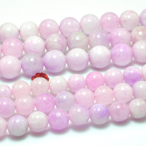 YesBeads Purple pink rock crystal quartz smooth round beads dyed kunzite color gemstone wholesale 15"
