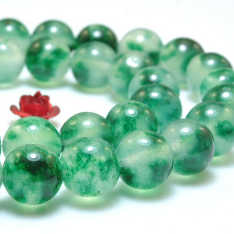 Iced Jadeite floating flower Green Jade stone smooth round loose beads wholesale gemstone jewelry making bracelets necklace