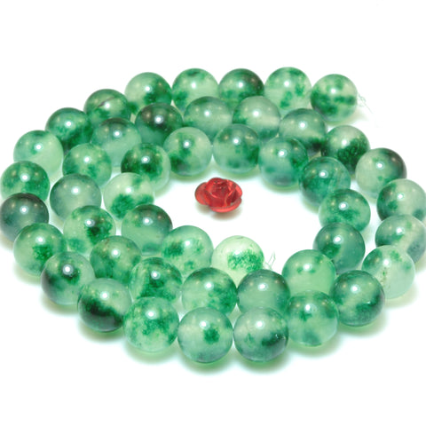 Iced Jadeite floating flower Green Jade stone smooth round loose beads wholesale gemstone jewelry making bracelets necklace