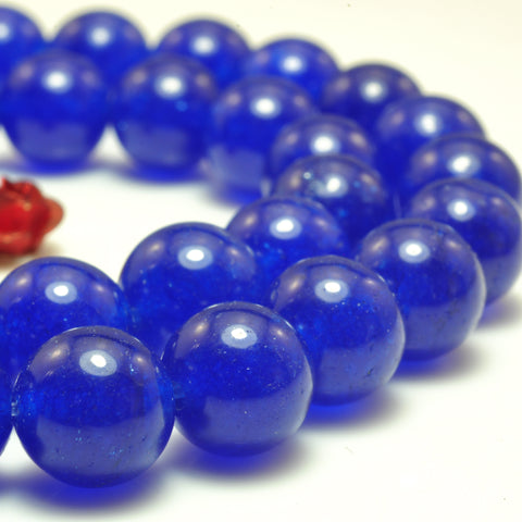 YesBeadas Malaysia Jade smooth round beads wholesale blue jade gemstone jewelry making 15"