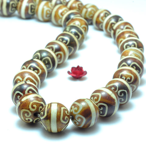 YesBeads Tibetan Agate Dzi oneline agate smooth round loose beads wholesale gemstone jewelry making