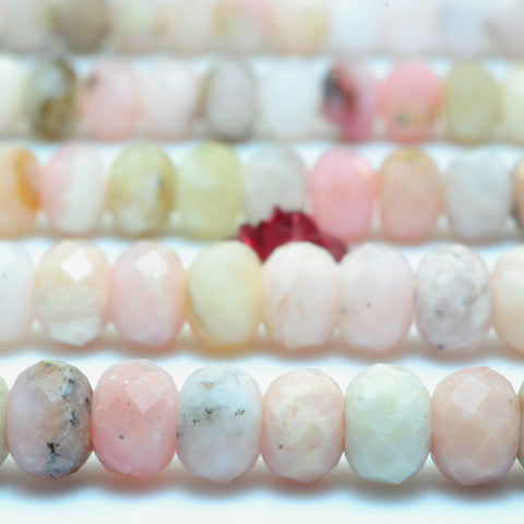 Natural Pink Opal faceted rondelle loose beads wholesale gemstone jewelry making bracelet necklace diy
