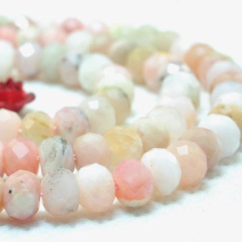 Natural Pink Opal faceted rondelle loose beads wholesale gemstone jewelry making bracelet necklace diy