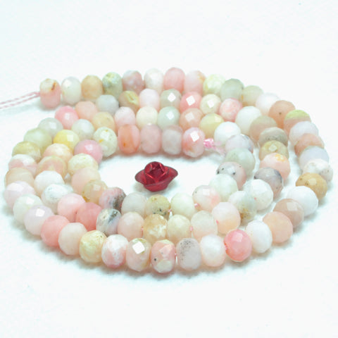 Natural Pink Opal faceted rondelle loose beads wholesale gemstone jewelry making bracelet necklace diy