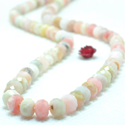 Natural Pink Opal faceted rondelle loose beads wholesale gemstone jewelry making bracelet necklace diy