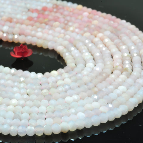 YesBeads Natural Pink Opal faceted rondelle loose beads wholesale gemstone jewelry making 15"