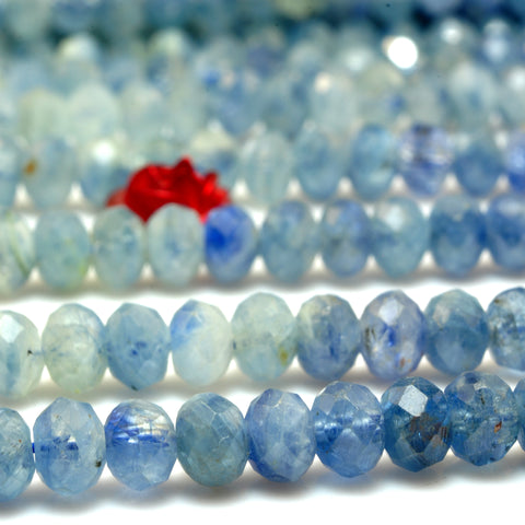 YesBeads Natural Blue Kyanite faceted rondelle beads wholesale gemstone jewelry making 15"