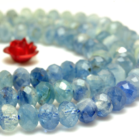 YesBeads Natural Blue Kyanite faceted rondelle beads wholesale gemstone jewelry making 15"