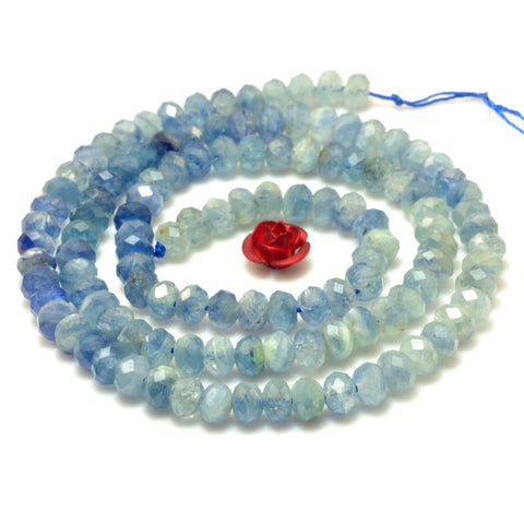 YesBeads Natural Blue Kyanite faceted rondelle beads wholesale gemstone jewelry making 15"