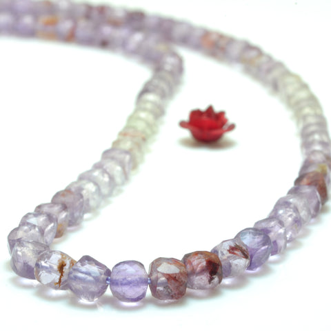 YesBeads Natural Super 7 Seven Crystal faceted cube beads cacoxenite amethyst gemstone wholesale jewelry 15"