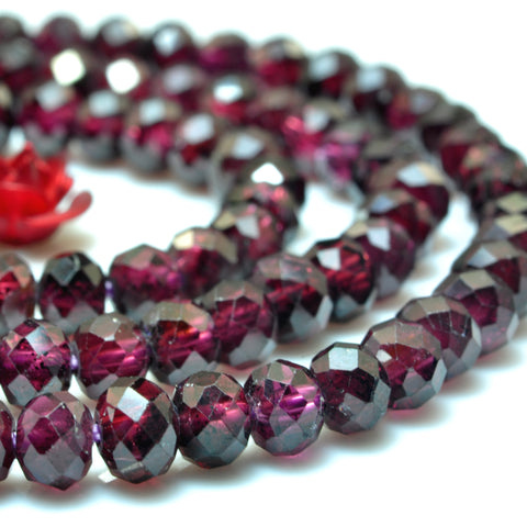 YesBeads Natural Red Garnet Stone faceted rondelle loose beads wholesale gemstone jewelry making 15"
