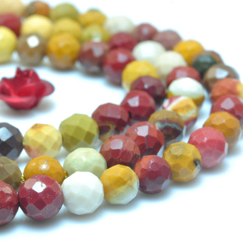 YesBeads Natural Mookaite faceted round loose beads wholesale gemsotne jewelry making