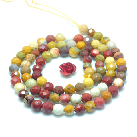 YesBeads Natural Mookaite faceted round loose beads wholesale gemsotne jewelry making