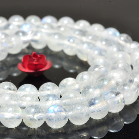 YesBeads Natural Rainbow Moonstone A grade smooth round loose beads white gemstone wholesale 15"