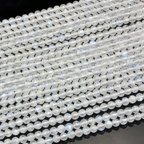 YesBeads Natural Rainbow Moonstone A grade smooth round loose beads white gemstone wholesale 15"