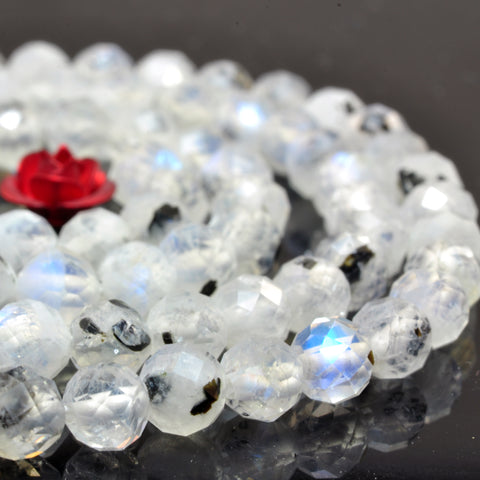 YesBeads Natural Rainbow Moonstone faceted round loose beads wholesale gemstones jewelry making 15"