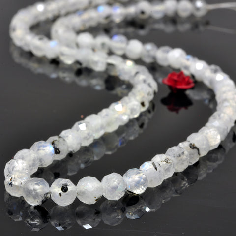 YesBeads Natural Rainbow Moonstone faceted round loose beads wholesale gemstones jewelry making 15"