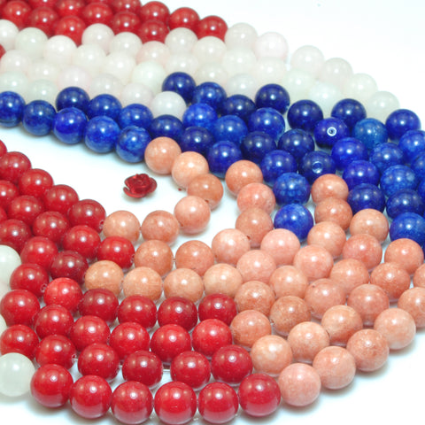 YesBeads Rainbow Jade mix gemstone smooth round beads wholesale jewelry multicolor jade 15"