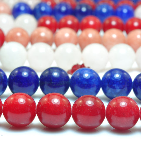 YesBeads Rainbow Jade mix gemstone smooth round beads wholesale jewelry multicolor jade 15"