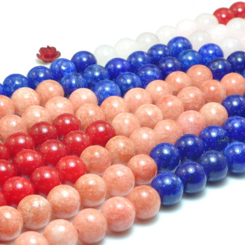 YesBeads Rainbow Jade mix gemstone smooth round beads wholesale jewelry multicolor jade 15"