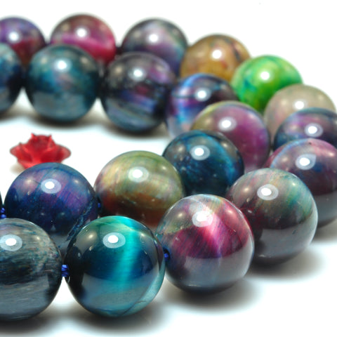 Galaxy Tiger Eye stone smooth round loose beads wholesale rainbow tiger's eye for jewelry making 8mm 10mm