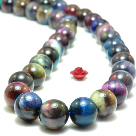 Galaxy Tiger Eye stone smooth round loose beads wholesale rainbow tiger's eye for jewelry making 8mm 10mm