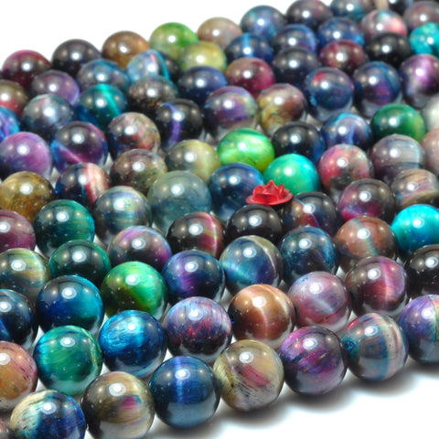 Galaxy Tiger Eye stone smooth round loose beads wholesale rainbow tiger's eye for jewelry making 8mm 10mm
