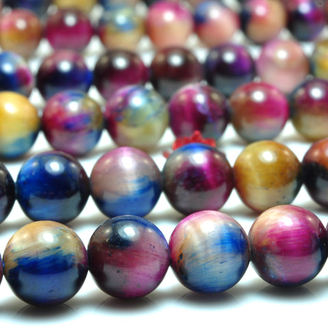 Galaxy Tiger Eye Stone smooth round loose beads wholesale rainbow tiger's eye for jewelry making 6mm 8mm