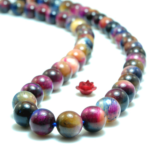 Galaxy Tiger Eye Stone smooth round loose beads wholesale rainbow tiger's eye for jewelry making 6mm 8mm