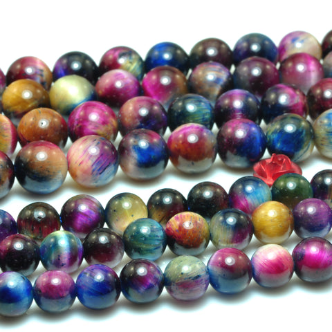 Galaxy Tiger Eye Stone smooth round loose beads wholesale rainbow tiger's eye for jewelry making 6mm 8mm