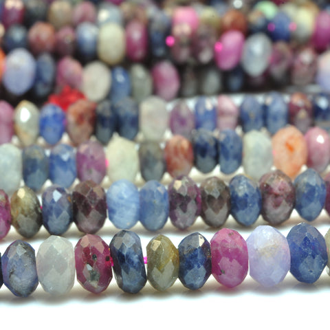 YesBeads Natural Ruby Sapphire gemstone faceted rondelle beads wholesale stone jewelry 15"