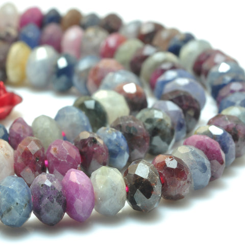 YesBeads Natural Ruby Sapphire gemstone faceted rondelle beads wholesale stone jewelry 15"