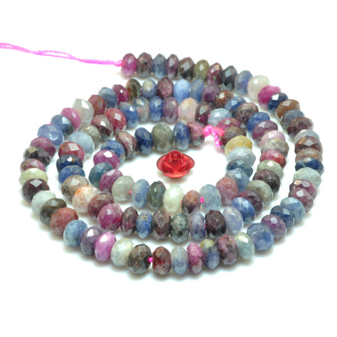 YesBeads Natural Ruby Sapphire gemstone faceted rondelle beads wholesale stone jewelry 15"