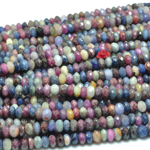 YesBeads Natural Ruby Sapphire gemstone faceted rondelle beads wholesale stone jewelry 15"