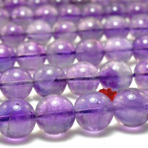 YesBeads Natural Amethyst linght purple smooth round beads wholesale gemstone jewelry making 15"