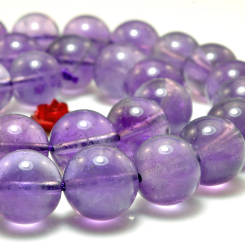 YesBeads Natural Amethyst linght purple smooth round beads wholesale gemstone jewelry making 15"