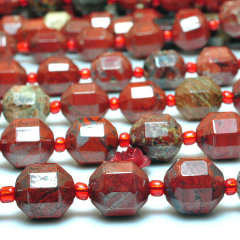 YesBeads Natural Red Brecciated Jasper faceted double terminated point beads wholesale gemstone jewelry 15"